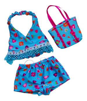 Blue Floral "Tankini" with Matching Bag (16")